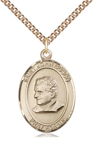14kt Gold Saint John Bosco Medal Engraved Catholic Saint Jewelry