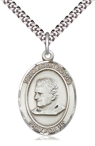 Sterling Silver Saint John Bosco Medal Catholic Jewelry Engraved Catholic Saint Jewelry