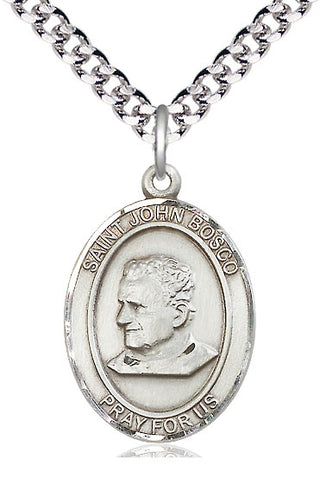 Sterling Silver Saint John Bosco Medal Catholic Jewelry Engraved Catholic Saint Jewelry