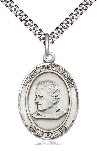 Sterling Silver Saint John Bosco Medal Catholic Jewelry Engraved Catholic Saint Jewelry