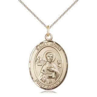 14kt Gold Filled Saint John the Apostle Medal Catholic Jewelry Engraved Catholic Saint Jewelry