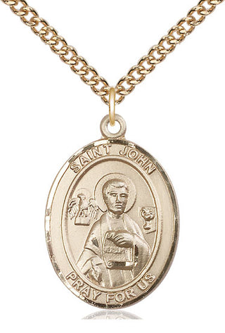 14kt Gold Filled Saint John the Apostle Medal Catholic Jewelry Engraved Catholic Saint Jewelry