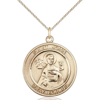 14kt Gold Filled Saint John the Apostle Medal Catholic Jewelry Engraved Catholic Saint Jewelry