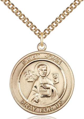 14kt Gold Filled Saint John the Apostle Medal Catholic Jewelry Engraved Catholic Saint Jewelry