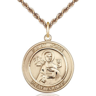 14kt Gold Filled Saint John the Apostle Medal Catholic Jewelry Engraved Catholic Saint Jewelry