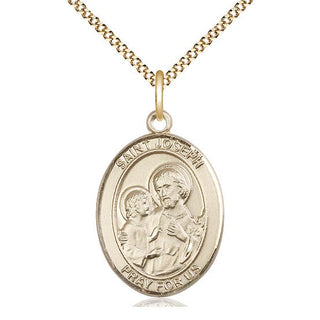 14kt Gold Filled Saint Joseph Medal Catholic Jewelry Engraved Catholic Saint Jewelry