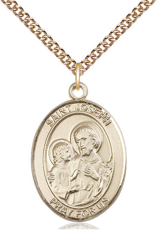 14kt Gold Filled Saint Joseph Medal Catholic Jewelry Engraved Catholic Saint Jewelry