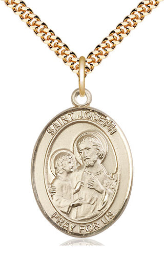 14kt Gold Filled Saint Joseph Medal Catholic Jewelry Engraved Catholic Saint Jewelry