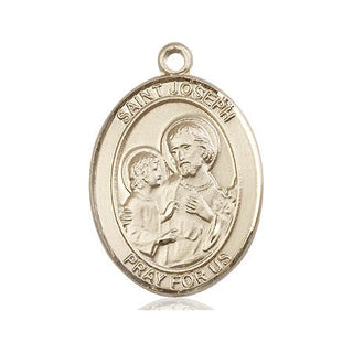 14kt Gold Saint Joseph Medal Engraved Catholic Saint Jewelry