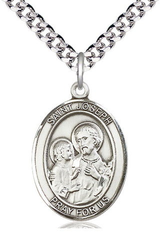 Pewter Saint Joseph Medal Catholic Jewelry Engraved Catholic Saint Jewelry
