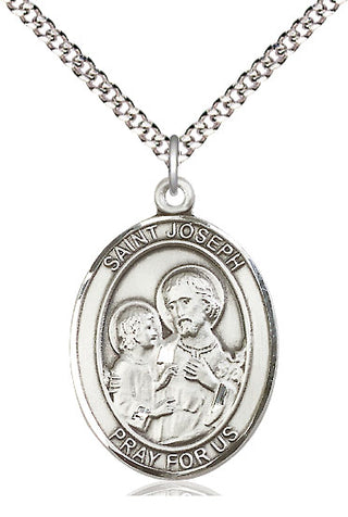 Pewter Saint Joseph Medal Catholic Jewelry Engraved Catholic Saint Jewelry
