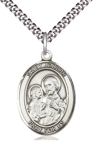 Pewter Saint Joseph Medal Catholic Jewelry Engraved Catholic Saint Jewelry