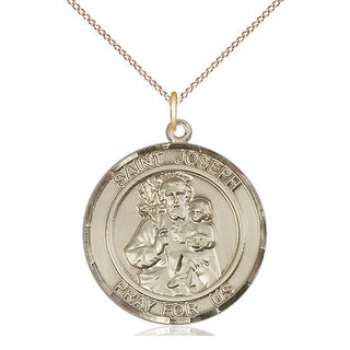 14kt Gold Filled Saint Joseph Medal Catholic Jewelry Engraved Catholic Saint Jewelry