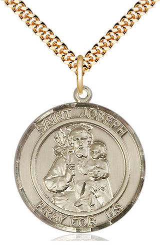 14kt Gold Filled Saint Joseph Medal Catholic Jewelry Engraved Catholic Saint Jewelry