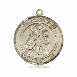 14kt Gold Saint Joseph Medal Engraved Catholic Saint Jewelry