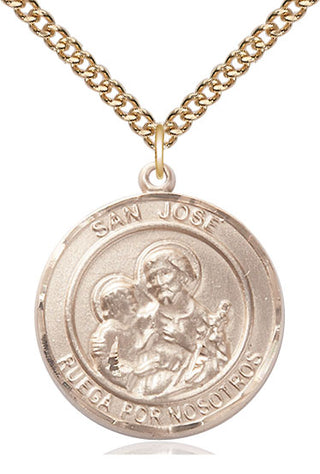 14kt Gold Filled San Jose Medal Catholic Jewelry Engraved Catholic Saint Jewelry