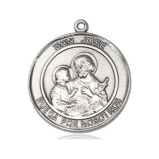 Pewter San Jose Medal Engraved Catholic Saint Jewelry