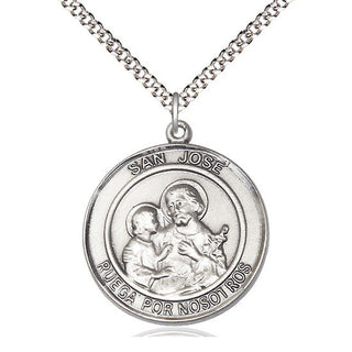 Pewter San Jose Medal Catholic Jewelry Engraved Catholic Saint Jewelry