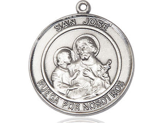 Sterling Silver San Jose Medal Catholic Jewelry Engraved Catholic Saint Jewelry