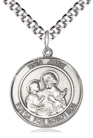 Sterling Silver San Jose Medal Catholic Jewelry Engraved Catholic Saint Jewelry