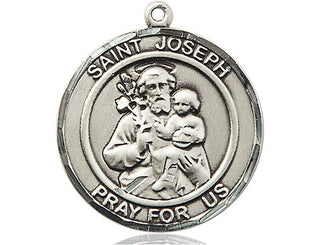 Sterling Silver Saint Joseph Medal Catholic Jewelry Engraved Catholic Saint Jewelry