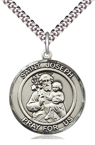Sterling Silver Saint Joseph Medal Catholic Jewelry Engraved Catholic Saint Jewelry