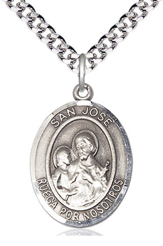 Pewter San Jose Medal Catholic Jewelry Engraved Catholic Saint Jewelry