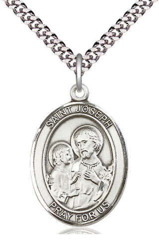 Pewter Saint Joseph Medal Catholic Jewelry Engraved Catholic Saint Jewelry