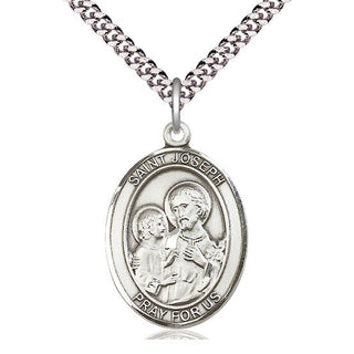 Sterling Silver Saint Joseph Medal Catholic Jewelry Engraved Catholic Saint Jewelry