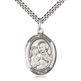 Sterling Silver Saint Joseph Medal Catholic Jewelry Engraved Catholic Saint Jewelry