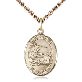 14kt Gold Filled Saint Joshua Medal Catholic Jewelry Engraved Catholic Saint Jewelry