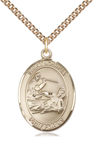 14kt Gold Saint Joshua Medal Engraved Catholic Saint Jewelry