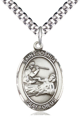 Pewter Saint Joshua Medal Catholic Jewelry Engraved Catholic Saint Jewelry