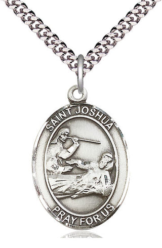 Sterling Silver Saint Joshua Medal Catholic Jewelry Engraved Catholic Saint Jewelry