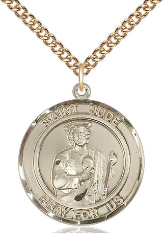 14kt Gold Saint Jude Medal Engraved Catholic Saint Jewelry