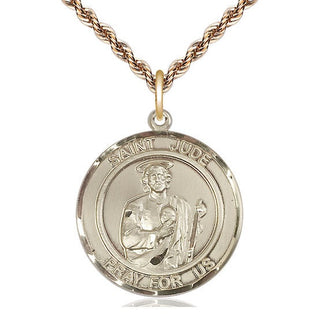 14kt Gold Saint Jude Medal Engraved Catholic Saint Jewelry