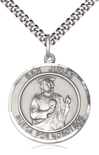 Pewter San Judas Medal Catholic Jewelry Engraved Catholic Saint Jewelry