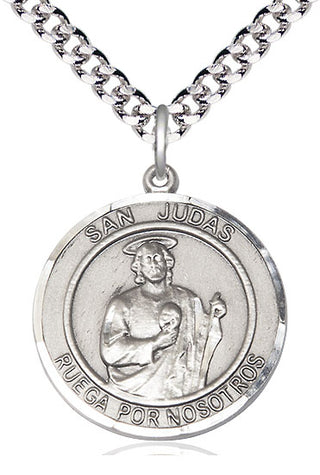 Sterling Silver San Judas Medal Catholic Jewelry Engraved Catholic Saint Jewelry