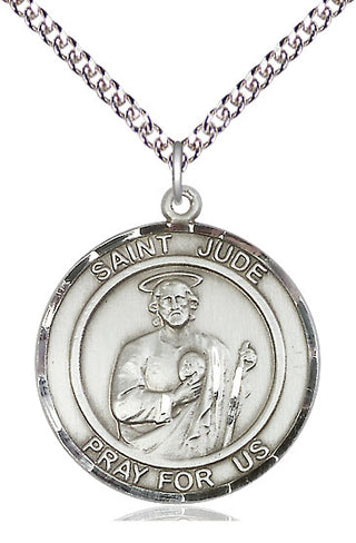 Sterling Silver Saint Jude Medal Catholic Jewelry Engraved Catholic Saint Jewelry