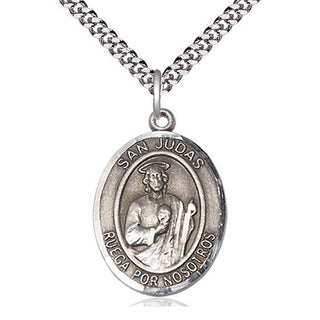 Pewter San Judas Medal Catholic Jewelry Engraved Catholic Saint Jewelry