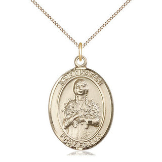 14kt Gold Filled Saint Kateri Tekakwitha Medal Catholic Jewelry Engraved Catholic Saint Jewelry