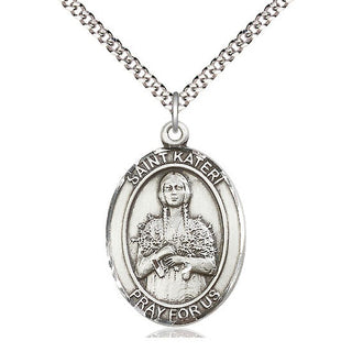 Pewter Saint Kateri Tekakwitha Medal Catholic Jewelry Engraved Catholic Saint Jewelry