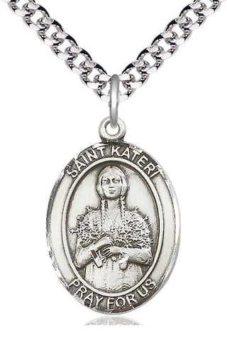 Sterling Silver Saint Kateri Tekakwitha Medal Catholic Jewelry Engraved Catholic Saint Jewelry