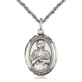 Sterling Silver Saint Kateri Tekakwitha Medal Catholic Jewelry Engraved Catholic Saint Jewelry