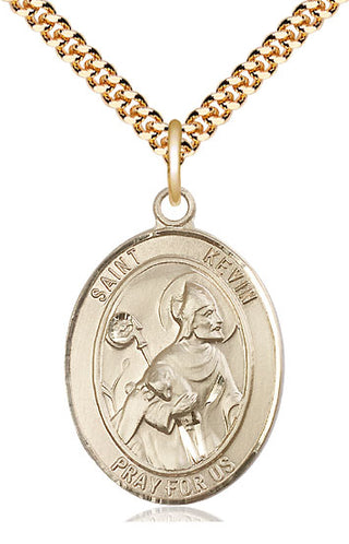 14kt Gold Filled Saint Kevin Medal Catholic Jewelry Engraved Catholic Saint Jewelry