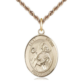 14kt Gold Saint Kevin Medal Engraved Catholic Saint Jewelry