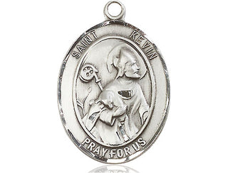 Pewter Saint Kevin Medal Engraved Catholic Saint Jewelry