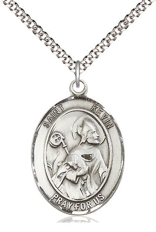 Pewter Saint Kevin Medal Catholic Jewelry Engraved Catholic Saint Jewelry