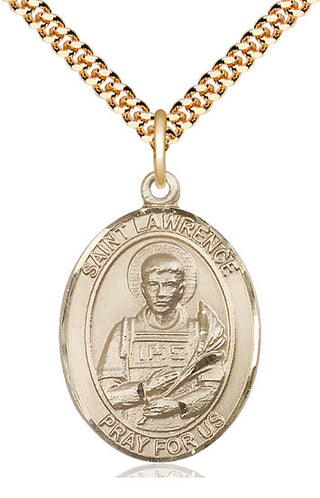 14kt Gold Filled Saint Lawrence Medal Catholic Jewelry Engraved Catholic Saint Jewelry