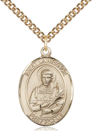 14kt Gold Filled Saint Lawrence Medal Catholic Jewelry Engraved Catholic Saint Jewelry